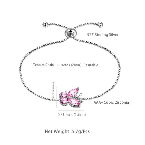Butterfly Bracelet Birthstone October Tourmaline Women Girls Jewelry Birthday Gift