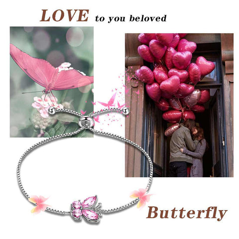 Butterfly Bracelet Birthstone October Tourmaline Women Girls Jewelry Birthday Gift