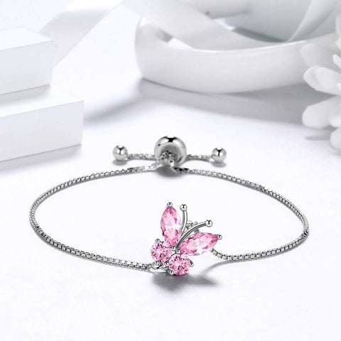 Butterfly Bracelet Birthstone October Tourmaline Women Girls Jewelry Birthday Gift