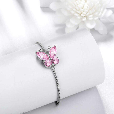 Butterfly Bracelet Birthstone October Tourmaline Women Girls Jewelry Birthday Gift