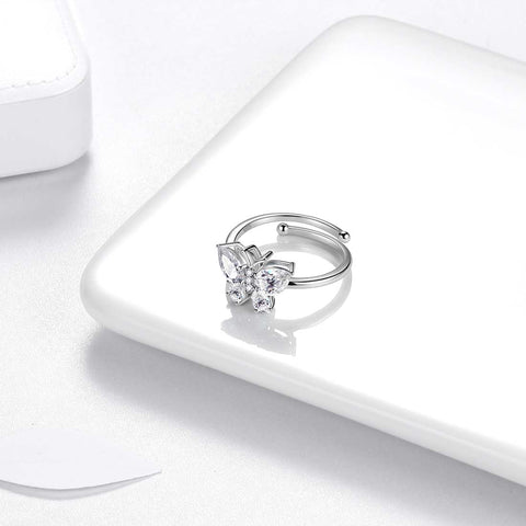 Anello con farfalla, pietra portafortuna, aprile, diamanti, gioielli da donna, regalo di compleanno