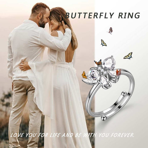 Anello con farfalla, pietra portafortuna, aprile, diamanti, gioielli da donna, regalo di compleanno