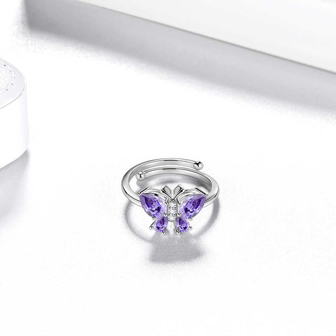 Anello con farfalla, pietra portafortuna, giugno, alessandrite, gioielli da donna, regalo di compleanno