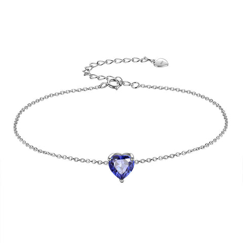 Pulseras de corazones con piedras natales para mujer, joyería para niñas, regalo de cumpleaños, plata de ley