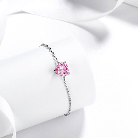 Pulseras de corazones con piedras natales para mujer, joyería para niñas, regalo de cumpleaños, plata de ley