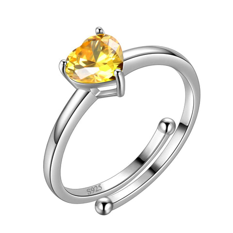 Bagues cœurs avec pierre de naissance pour femmes et filles, bijoux cadeau d'anniversaire en argent sterling