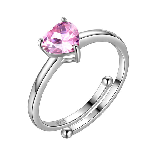 Bagues cœurs avec pierre de naissance pour femmes et filles, bijoux cadeau d'anniversaire en argent sterling