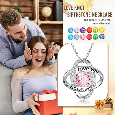 Geburtsstein-Halskette für Damen, 925 Sterlingsilber, Anhänger mit Feuerwerksschliff und Zirkonia – Schmuckstück, Weihnachts-, Valentinstags- oder Geburtstagsgeschenk für Mutter und Tochter