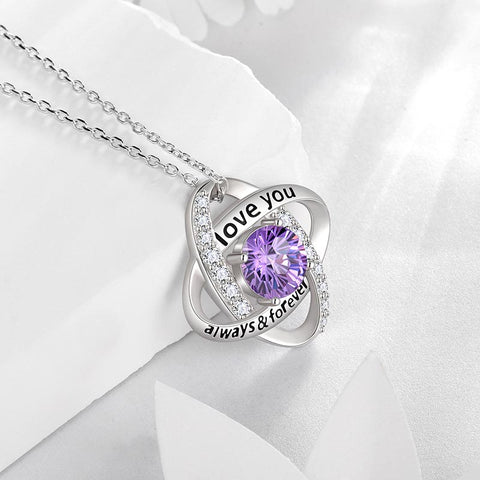 Geburtsstein-Halskette für Damen, 925 Sterlingsilber, Anhänger mit Feuerwerksschliff und Zirkonia – Schmuckstück, Weihnachts-, Valentinstags- oder Geburtstagsgeschenk für Mutter und Tochter
