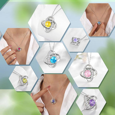 Geburtsstein-Halskette für Damen, 925 Sterlingsilber, Anhänger mit Feuerwerksschliff und Zirkonia – Schmuckstück, Weihnachts-, Valentinstags- oder Geburtstagsgeschenk für Mutter und Tochter