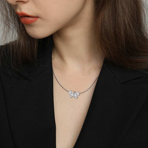 Collana a farfalla Pietra portafortuna aprile Ciondolo con diamanti Donna Ragazza Gioielli Regalo di compleanno