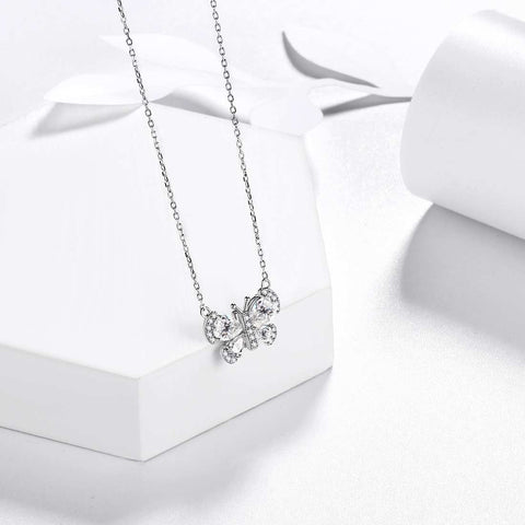 Collana a farfalla Pietra portafortuna aprile Ciondolo con diamanti Donna Ragazza Gioielli Regalo di compleanno