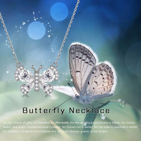 Collana a farfalla Pietra portafortuna aprile Ciondolo con diamanti Donna Ragazza Gioielli Regalo di compleanno