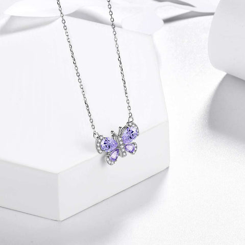 Butterfly Necklace Birthstone June Alexandrite Pendant Women Girls Jewelry Birthday Gift