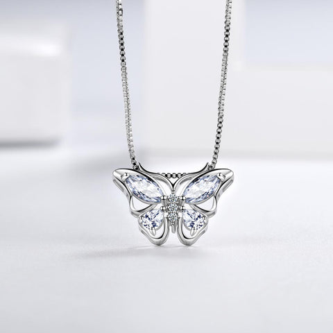 Collier pendentif papillon pierre de naissance avril diamant femmes filles bijoux cadeau d'anniversaire