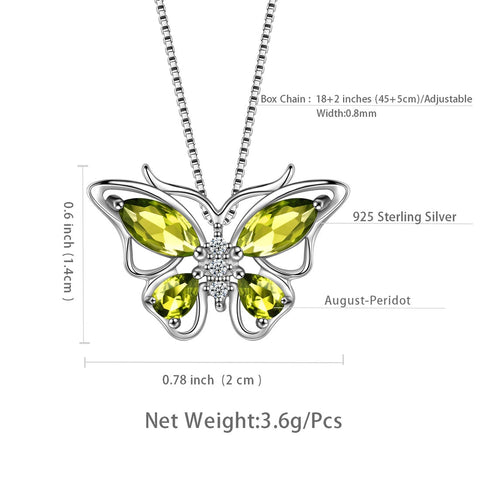 Collana con ciondolo a farfalla Pietra portafortuna di agosto Peridoto Gioielli da donna per ragazze Regalo di compleanno