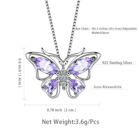 Collana con ciondolo a farfalla Pietra portafortuna giugno Alessandrite Donna Ragazza Gioielli Regalo di compleanno
