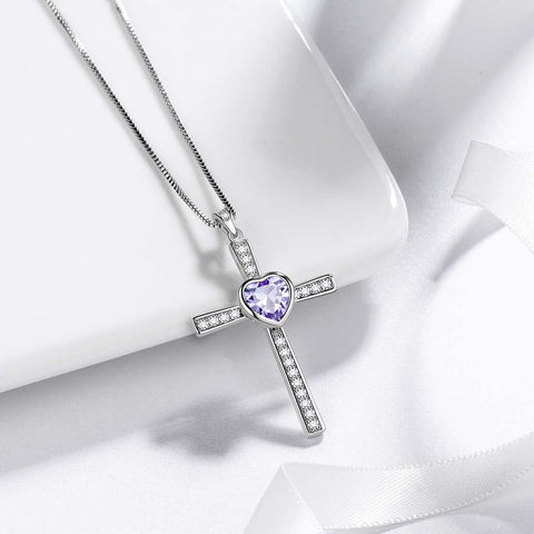 Pietra portafortuna a forma di cuore, giugno, alessandrite, croce, collana, ciondolo, gioielli da donna, regalo di compleanno