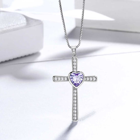 Pietra portafortuna a forma di cuore, giugno, alessandrite, croce, collana, ciondolo, gioielli da donna, regalo di compleanno