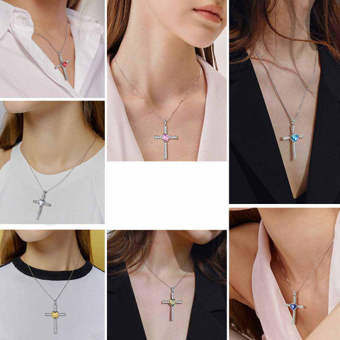 Pietra portafortuna a forma di cuore, giugno, alessandrite, croce, collana, ciondolo, gioielli da donna, regalo di compleanno