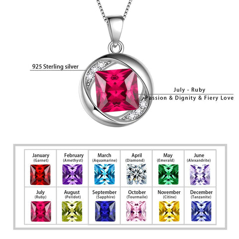 Runder Geburtsstein Juli Rubin Halskette Anhänger Damen Mädchen Schmuck Geburtstagsgeschenk