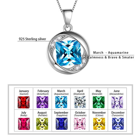 Collier rond avec pierre de naissance de mars, pendentif aigue-marine, bijoux pour femmes et filles, cadeau d'anniversaire