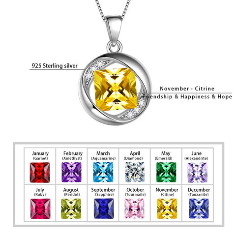 Collana rotonda con pietra portafortuna di novembre, collana con citrino, regalo di compleanno per gioielli da donna