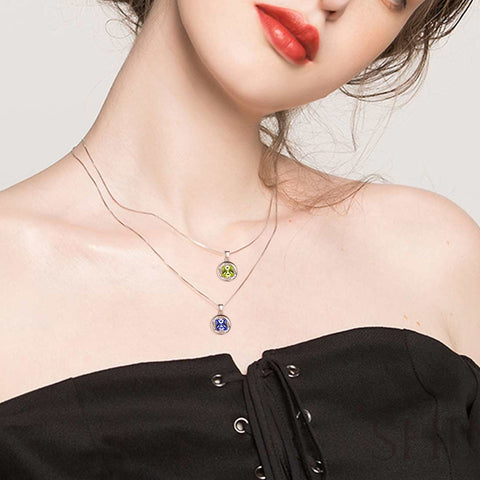 Collier rond en Tanzanite avec pierre de naissance de décembre, pendentif, bijoux pour femmes et filles, cadeau d'anniversaire