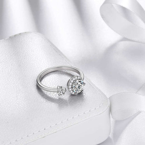 Bague ronde en diamant avec pierre de naissance d'avril pour femmes et filles, bijoux cadeau d'anniversaire en argent sterling
