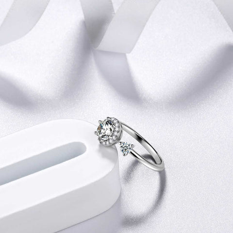 Bague ronde en diamant avec pierre de naissance d'avril pour femmes et filles, bijoux cadeau d'anniversaire en argent sterling