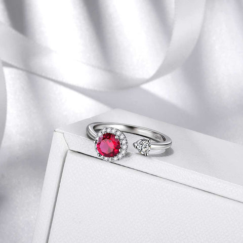 Anello portafortuna rotondo con rubino di luglio, regalo di compleanno per gioielli da donna