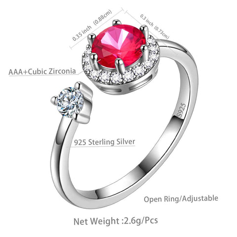Anello portafortuna rotondo con rubino di luglio, regalo di compleanno per gioielli da donna