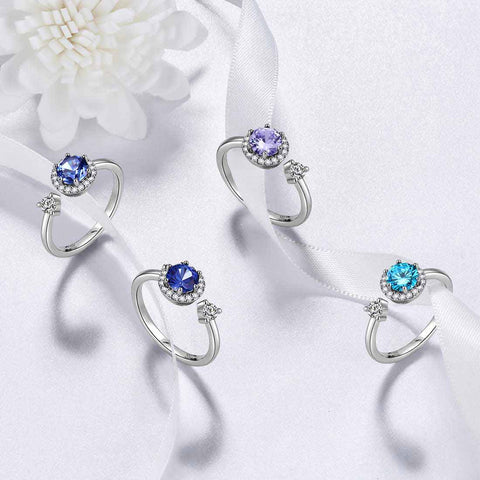 Anello portafortuna rotondo da donna, regalo di compleanno per ragazze, argento sterling 925