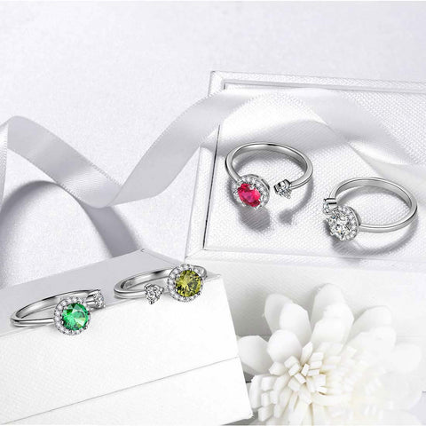 Anello portafortuna rotondo da donna, regalo di compleanno per ragazze, argento sterling 925