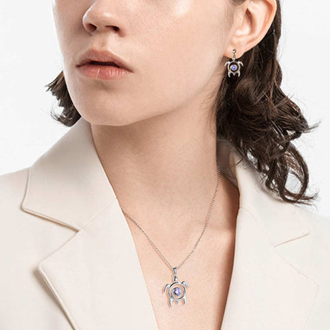 Ensemble de bijoux en Alexandrite avec pierre de naissance tortue, 3 pièces, cadeau d'anniversaire pour femmes et filles