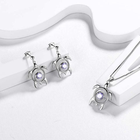 Ensemble de bijoux en Alexandrite avec pierre de naissance tortue, 3 pièces, cadeau d'anniversaire pour femmes et filles
