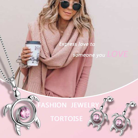 Ensemble de bijoux tourmaline avec pierre de naissance tortue, 3 pièces, cadeau d'anniversaire pour femmes et filles