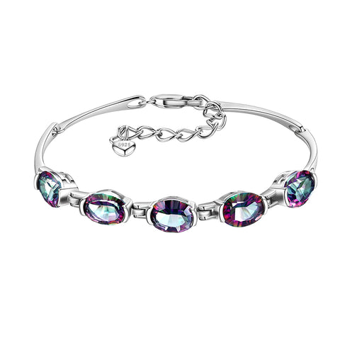Women Bracelet Vintage Rainbow Mystic Topaz Gemstone Jewelry Gifts 925 Sterling Silver - Aurora Tears Jewelry