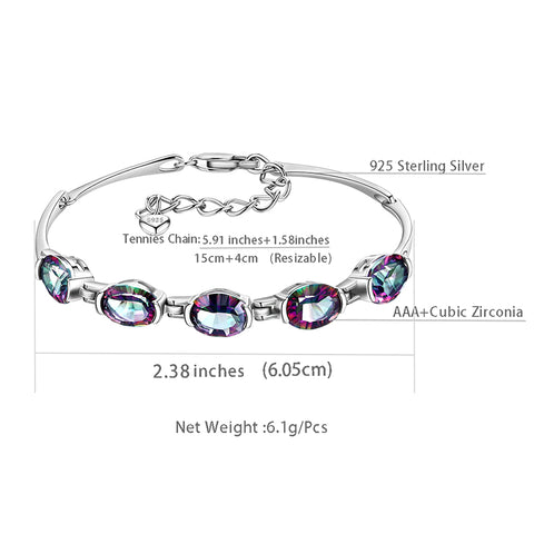 Women Bracelet Vintage Rainbow Mystic Topaz Gemstone Jewelry Gifts 925 Sterling Silver