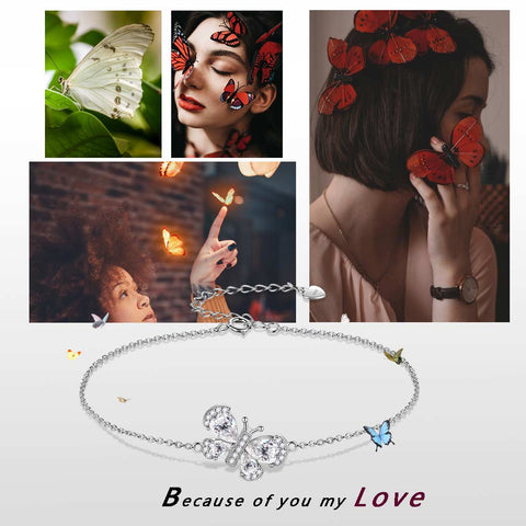 Bracciale a farfalla Pietra portafortuna aprile Diamante Cristallo Donna Ragazza Gioielli Regalo di compleanno