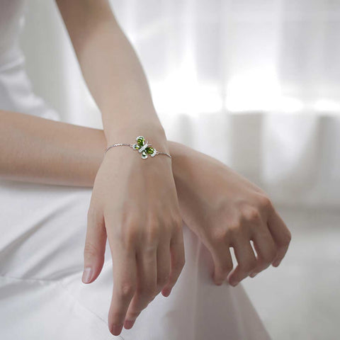 Bracelet papillon avec pierre de naissance, péridot d'août, cristal, bijoux pour femmes et filles, cadeau d'anniversaire