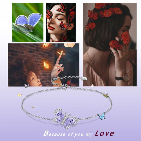 Bracciale a farfalla Pietra portafortuna giugno Alessandrite Cristallo Donna Ragazza Gioielli Regalo di compleanno