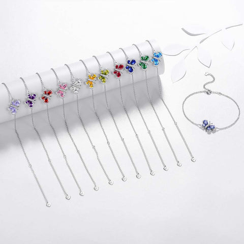 Bracelet papillon avec pierre de naissance, péridot d'août, cristal, bijoux pour femmes et filles, cadeau d'anniversaire
