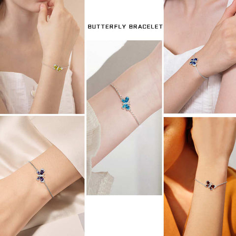Butterfly Bracelet Birthstone November Citrine Crystal Women Girls Jewelry Birthday Gift