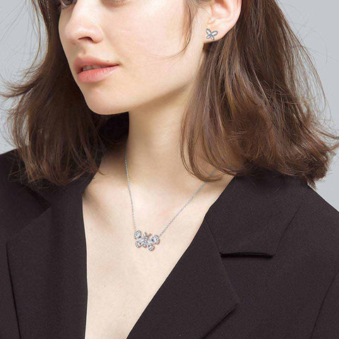 Schmetterlings-Geburtsstein-Diamant-Schmuckset für April, 3-teilig, für Damen und Mädchen, Geburtstagsgeschenk