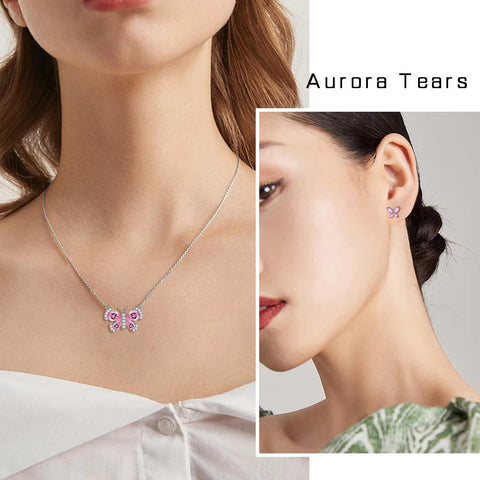 Ensemble de bijoux Tourmaline avec pierre de naissance papillon, 3 pièces, cadeau d'anniversaire pour femmes et filles