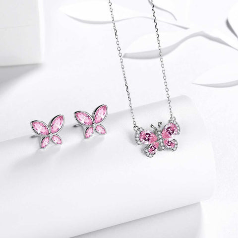 Ensemble de bijoux Tourmaline avec pierre de naissance papillon, 3 pièces, cadeau d'anniversaire pour femmes et filles