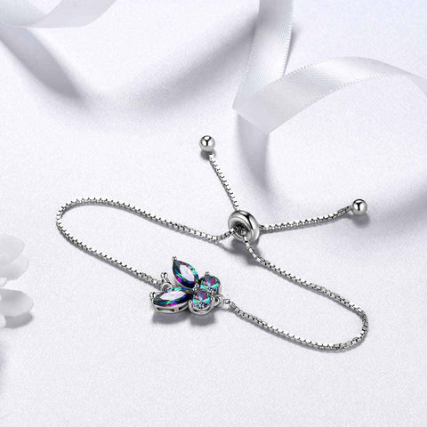Schmetterling Regenbogen Mystic Topas Armband Damen Mädchen Schmuck Geschenk Sterling Silber