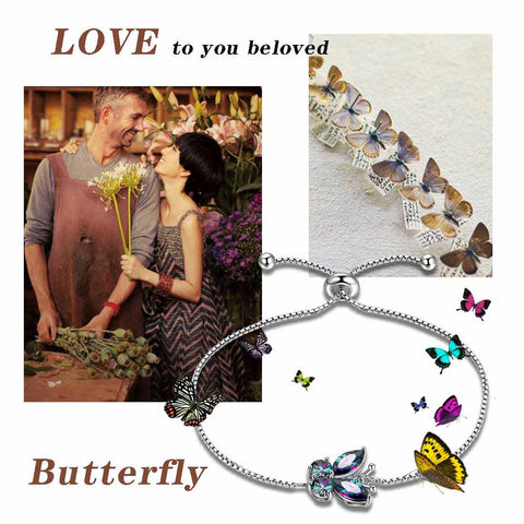 Schmetterling Regenbogen Mystic Topas Armband Damen Mädchen Schmuck Geschenk Sterling Silber