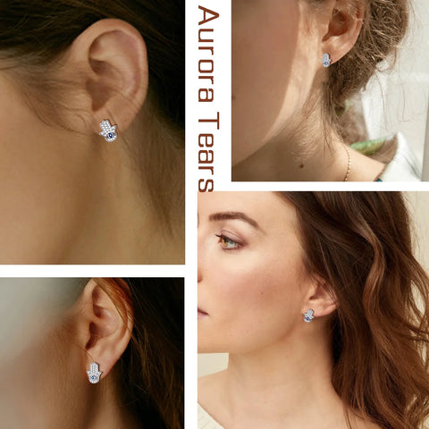 Boucles d'oreilles bleues contre le mauvais œil pour femmes et filles, bijoux de Protection Hamsa main de Fatima en argent Sterling 925
